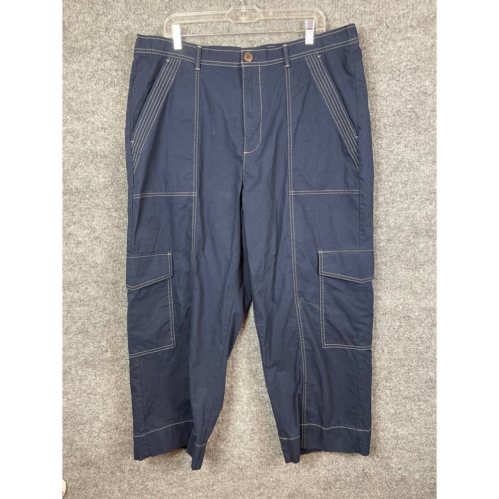Free Assembly Cargo Pants Women XXL Navy Blue Excellent‎ Contrast Stitch Utility